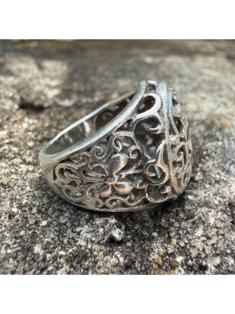Sterling Silver 6.5 Butterfly Spiral Openwork Dome Statement Ring Boho Vintage - Picture 15 of 16